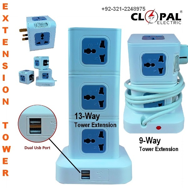 Extension socket Tower USB Charger Clopal price list rate supplier shops in karachi pakistan